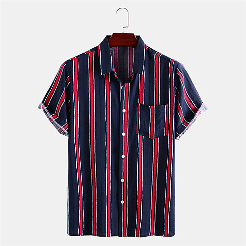 Men's Shirt Other Prints Striped Button-Down Print Short Sleeve Daily Tops Casual Blue
Men's Shirt Other Prints Striped Button-Down Print Short Sleeve Daily Tops Casual Blue
