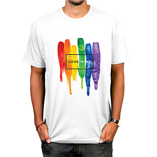 Men's T shirt 3D Print Graphic Rainbow Letter Print Short Sleeve Daily Tops Casual Sports White Black Blue
Men's T shirt 3D Print Graphic Rainbow Letter Print Short Sleeve Daily Tops Casual Sports White Black Blue