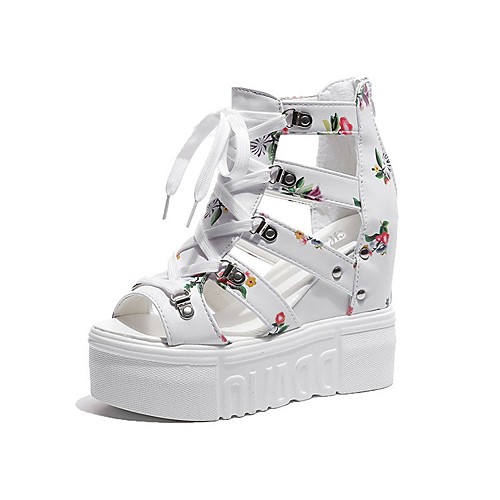 Women's Sandals Wedge Heel Round Toe Wedge Sandals Casual Daily PU Solid Colored White Black
Women's Sandals Wedge Heel Round Toe Wedge Sandals Casual Daily PU Solid Colored White Black