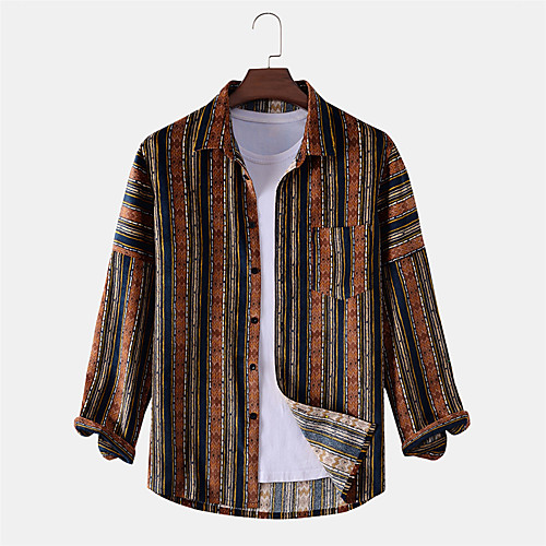 Men's Shirt Other Prints Striped Button-Down Print Long Sleeve Daily Tops Ethnic Style Casual Brown
Men's Shirt Other Prints Striped Button-Down Print Long Sleeve Daily Tops Ethnic Style Casual Brown