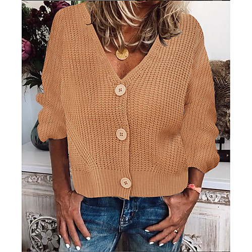 Women's Basic Knitted Solid Color Cardigan Acrylic Fibers Long Sleeve Sweater Cardigans Open Front Fall Winter Camel
Women's Basic Knitted Solid Color Cardigan Acrylic Fibers Long Sleeve Sweater Cardigans Open Front Fall Winter Camel