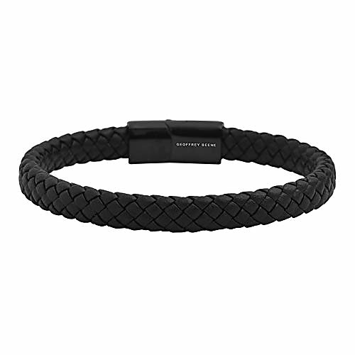 Men's Braided Genuine Leather Bracelet with Stainless Steel Magnetic Closure, Black
Men's Braided Genuine Leather Bracelet with Stainless Steel Magnetic Closure, Black
