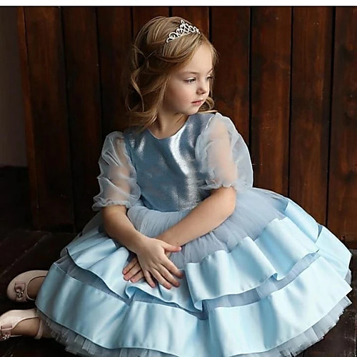 Princess / Ball Gown Knee Length Wedding / Party Flower Girl Dresses - Satin / Tulle Half Sleeve Jewel Neck with Bow(s) / Tier
Princess / Ball Gown Knee Length Wedding / Party Flower Girl Dresses - Satin / Tulle Half Sleeve Jewel Neck with Bow(s) / Tier
