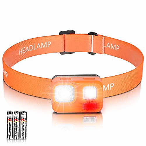 

led headlamp very bright mini lightweight practical headlamps with red light and flashing light, 8 modes for running, jogging, camping, fishing, reading, walking, walking (incl. 3 aaa energizer