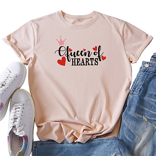 Women's T shirt Graphic Heart Letter Print Round Neck Tops 100% Cotton Basic Basic Top White Blue Red
Women's T shirt Graphic Heart Letter Print Round Neck Tops 100% Cotton Basic Basic Top White Blue Red