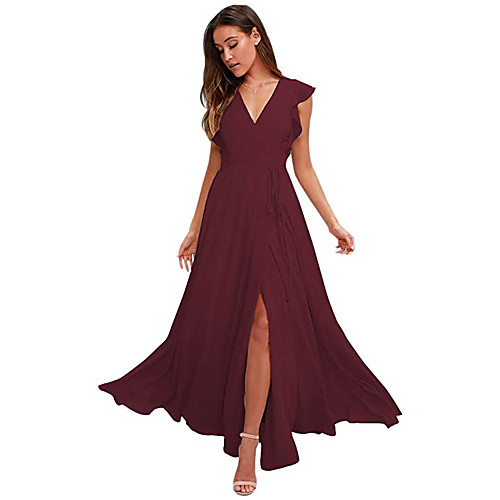 A-Line Empire Minimalist Wedding Guest Prom Dress V Neck Sleeveless Floor Length Chiffon with Ruffles 2021
A-Line Empire Minimalist Wedding Guest Prom Dress V Neck Sleeveless Floor Length Chiffon with Ruffles 2021