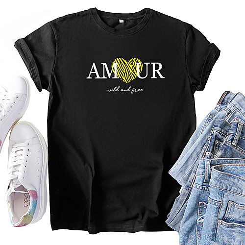 Women's T shirt Graphic Heart Text Print Round Neck Tops 100% Cotton Basic Basic Top White Black Blue
Women's T shirt Graphic Heart Text Print Round Neck Tops 100% Cotton Basic Basic Top White Black Blue