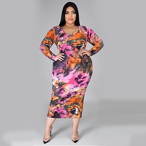 Women's Plus Size Dresses Sheath Dress Midi Dress Long Sleeve Tie Dye Sexy Spring & Summer / Skinny
Women's Plus Size Dresses Sheath Dress Midi Dress Long Sleeve Tie Dye Sexy Spring & Summer / Skinny