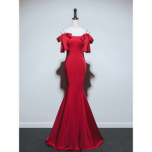 Mermaid / Trumpet Reformation Amante Sexy Engagement Formal Evening Dress Spaghetti Strap Sleeveless Sweep / Brush Train Italy Satin with Bow(s) 2021
Mermaid / Trumpet Reformation Amante Sexy Engagement Formal Evening Dress Spaghetti Strap Sleeveless Sweep / Brush Train Italy Satin with Bow(s) 2021
