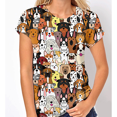 Women's T shirt Dog Graphic 3D Print Round Neck Tops Basic Beach Basic Top Rainbow
Women's T shirt Dog Graphic 3D Print Round Neck Tops Basic Beach Basic Top Rainbow