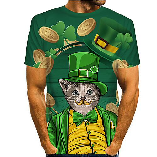 Men's T shirt 3D Print Cat Graphic Prints Saint Patrick Day 3D Print Short Sleeve Daily Tops Casual Fashion Green
Men's T shirt 3D Print Cat Graphic Prints Saint Patrick Day 3D Print Short Sleeve Daily Tops Casual Fashion Green