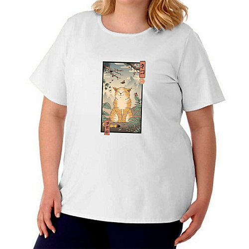 Women's Plus Size Cat Graphic Prints T shirt Large Size Crewneck Short Sleeve Basic Tops Big Size / Cotton
Women's Plus Size Cat Graphic Prints T shirt Large Size Crewneck Short Sleeve Basic Tops Big Size / Cotton