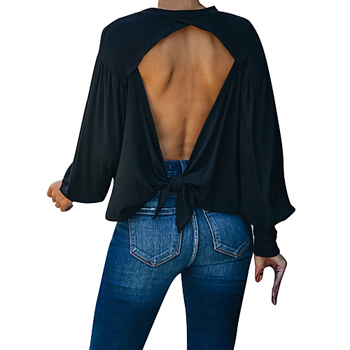 Women's Sweatshirt Sweater Pullover Backless Tie Back Crew Neck Sport Athleisure Sweatshirt Top Long Sleeve Breathable Soft Comfortable Everyday Use Casual Daily Outdoor
Women's Sweatshirt Sweater Pullover Backless Tie Back Crew Neck Sport Athleisure Sweatshirt Top Long Sleeve Breathable Soft Comfortable Everyday Use Casual Daily Outdoor