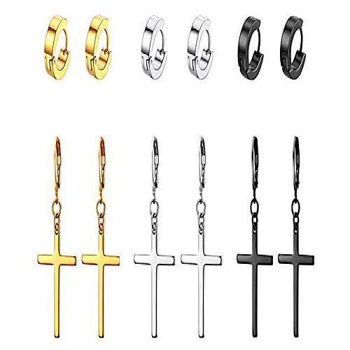 Cross Earrings for Men Women - Stainless Steel Hoop Dangle Drop Cross Earrings Silver Gold Black
Cross Earrings for Men Women - Stainless Steel Hoop Dangle Drop Cross Earrings Silver Gold Black