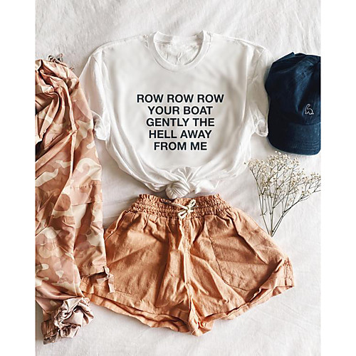 Women's T shirt Text Letter Print Round Neck Tops 100% Cotton Basic Basic Top White Black Purple
Women's T shirt Text Letter Print Round Neck Tops 100% Cotton Basic Basic Top White Black Purple