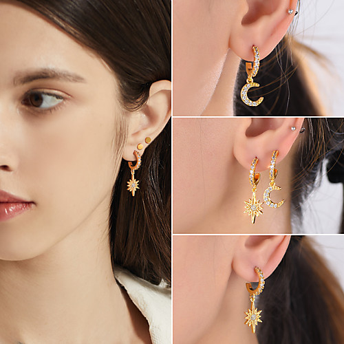 Women's AAA Cubic Zirconia Drop Earrings Hoop Earrings Earrings Vintage Style Moon Star Stylish Vintage S925 Sterling Silver Earrings Jewelry Gold For Birthday Gift Festival
Women's AAA Cubic Zirconia Drop Earrings Hoop Earrings Earrings Vintage Style Moon Star Stylish Vintage S925 Sterling Silver Earrings Jewelry Gold For Birthday Gift Festival