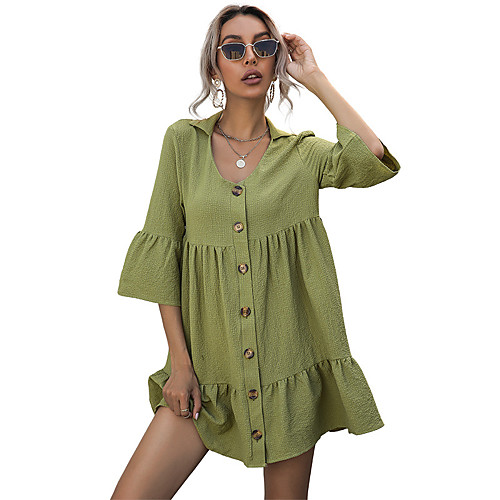 Women's Sundress Short Mini Dress Orange Green Half Sleeve Solid Color Summer V Neck Casual 2021 S M L XL
Women's Sundress Short Mini Dress Orange Green Half Sleeve Solid Color Summer V Neck Casual 2021 S M L XL