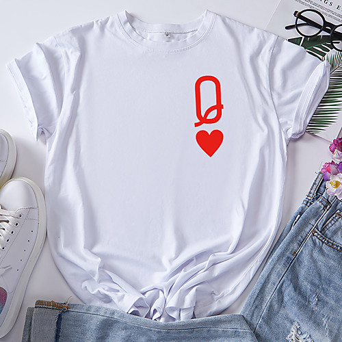 Women's T shirt Graphic Heart Letter Print Round Neck Tops 100% Cotton Basic Basic Top White Black Blue
Women's T shirt Graphic Heart Letter Print Round Neck Tops 100% Cotton Basic Basic Top White Black Blue