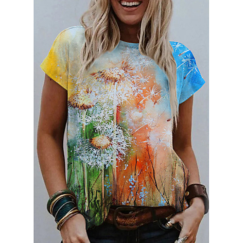 Women's T shirt Graphic Dandelion Print Round Neck Tops Basic Basic Top Rainbow
Women's T shirt Graphic Dandelion Print Round Neck Tops Basic Basic Top Rainbow