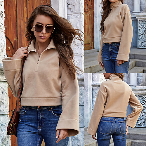 Women's Sweatshirt Sweater Pullover Half Zip Crop Top Stand Collar Sport Athleisure Sweatshirt Top Long Sleeve Breathable Soft Comfortable Everyday Use Casual Daily Outdoor / Winter
Women's Sweatshirt Sweater Pullover Half Zip Crop Top Stand Collar Sport Athleisure Sweatshirt Top Long Sleeve Breathable Soft Comfortable Everyday Use Casual Daily Outdoor / Winter