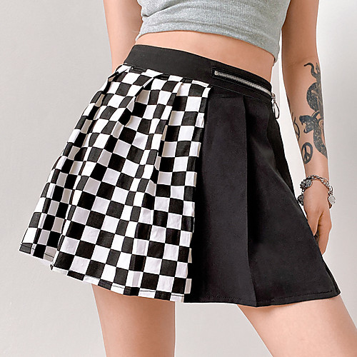 Women's Going out Casual / Daily Active Streetwear Skirts Plaid Patchwork Print Black
Women's Going out Casual / Daily Active Streetwear Skirts Plaid Patchwork Print Black