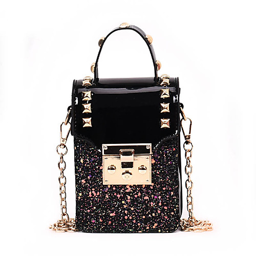 

Women's Bags PU Leather Crossbody Bag Rivet Buttons Plain Sequin Daily Going out 2021 Handbags Chain Bag Black Blushing Pink Rainbow Beige