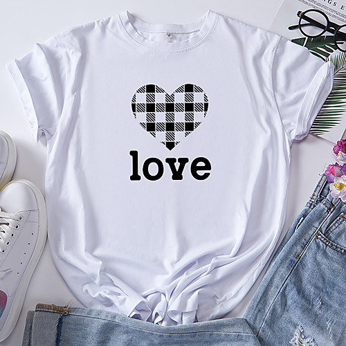Women's T shirt Graphic Heart Letter Print Round Neck Tops 100% Cotton Basic Basic Top White Blue Red
Women's T shirt Graphic Heart Letter Print Round Neck Tops 100% Cotton Basic Basic Top White Blue Red