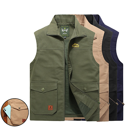 Men's Hiking Vest / Gilet Fishing Vest Sleeveless Vest / Gilet Top Outdoor Lightweight Breathable Quick Dry Sweat wicking Summer Cotton Polyester Solid Color Black Army Green Khaki Fishing Climbing
Men's Hiking Vest / Gilet Fishing Vest Sleeveless Vest / Gilet Top Outdoor Lightweight Breathable Quick Dry Sweat wicking Summer Cotton Polyester Solid Color Black Army Green Khaki Fishing Climbing