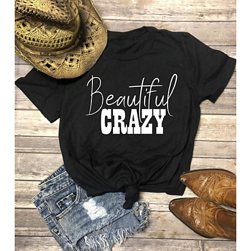 Women's T shirt Text Letter Print Round Neck Tops 100% Cotton Basic Basic Top White Black Purple
Women's T shirt Text Letter Print Round Neck Tops 100% Cotton Basic Basic Top White Black Purple