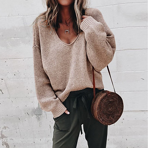 Women's Solid Colored Pullover Long Sleeve Sweater Cardigans Round Black Purple Yellow
Women's Solid Colored Pullover Long Sleeve Sweater Cardigans Round Black Purple Yellow