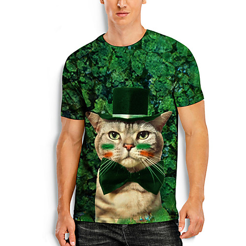 Men's T shirt 3D Print Cat Graphic Prints Saint Patrick Day 3D Print Short Sleeve Daily Tops Casual Fashion Green
Men's T shirt 3D Print Cat Graphic Prints Saint Patrick Day 3D Print Short Sleeve Daily Tops Casual Fashion Green