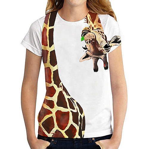 Women's T shirt Graphic 3D Giraffe Print Round Neck Tops Basic Basic Top White
Women's T shirt Graphic 3D Giraffe Print Round Neck Tops Basic Basic Top White