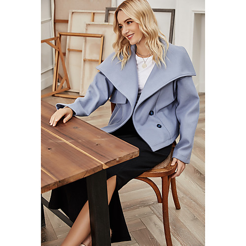 Women's Solid Colored Basic Fall & Winter Pea Coat Short Daily Long Sleeve Wool Coat Tops Light Blue
Women's Solid Colored Basic Fall & Winter Pea Coat Short Daily Long Sleeve Wool Coat Tops Light Blue
