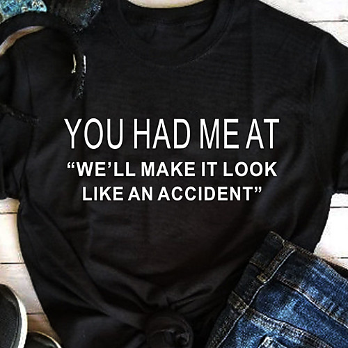 Women's T shirt Text Letter Print Round Neck Tops 100% Cotton Basic Basic Top White Black
Women's T shirt Text Letter Print Round Neck Tops 100% Cotton Basic Basic Top White Black