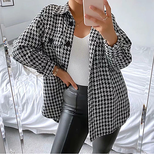 Women's Houndstooth Fall & Winter Sweater Coat Short Daily Long Sleeve Cotton Blend Coat Tops Photo Color
Women's Houndstooth Fall & Winter Sweater Coat Short Daily Long Sleeve Cotton Blend Coat Tops Photo Color