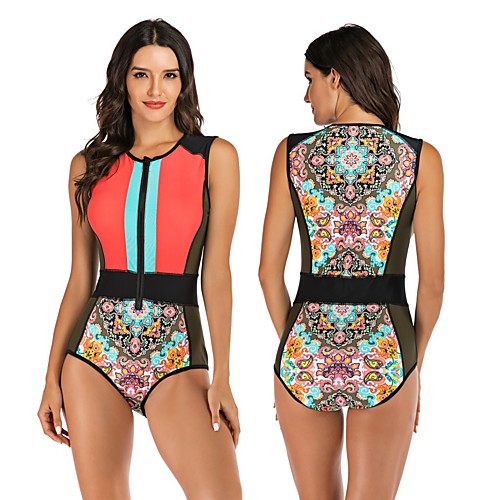 Women's One Piece Swimsuit Swimwear Breathable Quick Dry Sleeveless Front Zip - Swimming Surfing Water Sports Painting Autumn / Fall Spring Summer
Women's One Piece Swimsuit Swimwear Breathable Quick Dry Sleeveless Front Zip - Swimming Surfing Water Sports Painting Autumn / Fall Spring Summer