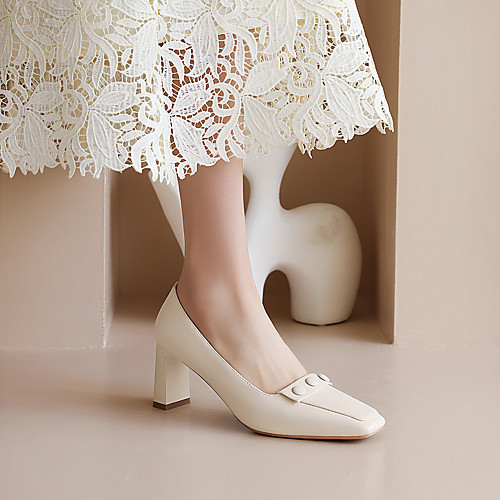 Women's Heels Chunky Heel Square Toe Business Minimalism Daily Party & Evening PU Solid Colored White Black Beige
Women's Heels Chunky Heel Square Toe Business Minimalism Daily Party & Evening PU Solid Colored White Black Beige