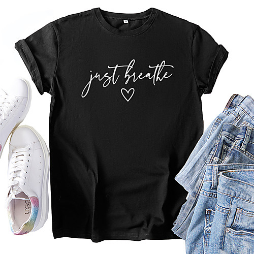 Women's T shirt Graphic Letter Print Round Neck Tops 100% Cotton Basic Basic Top Black Red Yellow
Women's T shirt Graphic Letter Print Round Neck Tops 100% Cotton Basic Basic Top Black Red Yellow