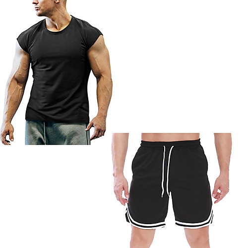 Men's Activewear Set Athletic Short Sleeve 2pcs Breathable Quick Dry Moisture Wicking Fitness Gym Workout Running Jogging Sportswear Stripes Outfit Set Clothing Suit Red / black Green and Black Black
Men's Activewear Set Athletic Short Sleeve 2pcs Breathable Quick Dry Moisture Wicking Fitness Gym Workout Running Jogging Sportswear Stripes Outfit Set Clothing Suit Red / black Green and Black Black