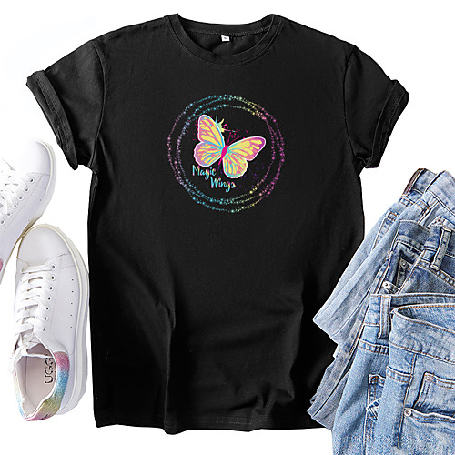Women's T shirt Graphic Butterfly Print Round Neck Tops 100% Cotton Basic Basic Top White Black Blue
Women's T shirt Graphic Butterfly Print Round Neck Tops 100% Cotton Basic Basic Top White Black Blue