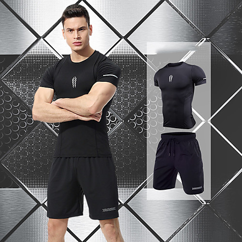 Men's Running T-Shirt With Shorts Athletic Athleisure 2pcs Summer Short Sleeve Spandex Reflective Quick Dry Breathable Fitness Gym Workout Running Active Training Exercise Sportswear Solid Colored
Men's Running T-Shirt With Shorts Athletic Athleisure 2pcs Summer Short Sleeve Spandex Reflective Quick Dry Breathable Fitness Gym Workout Running Active Training Exercise Sportswear Solid Colored