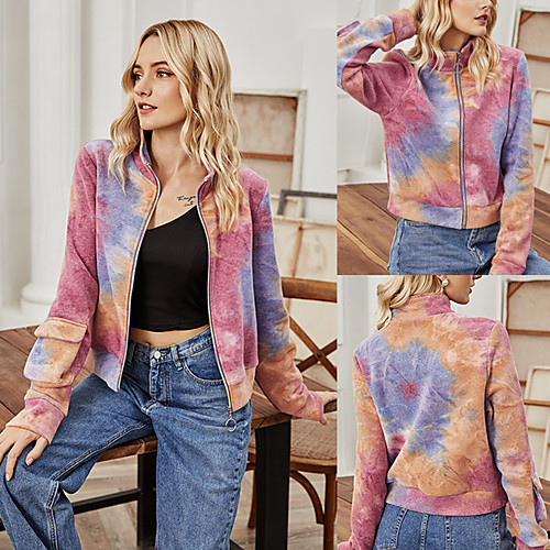Women's Coat Tie Dye Zipper Stand Collar Sport Athleisure Jacket Long Sleeve Breathable Soft Comfortable Everyday Use Casual Daily Outdoor
Women's Coat Tie Dye Zipper Stand Collar Sport Athleisure Jacket Long Sleeve Breathable Soft Comfortable Everyday Use Casual Daily Outdoor