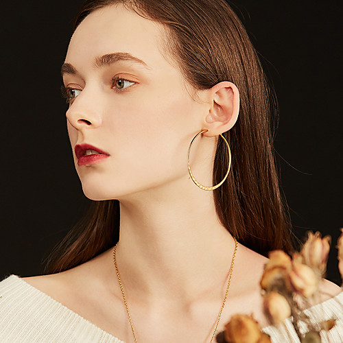 

Women's Hoop Earrings Earrings Ear Clips Geometrical Fashion Stylish Simple Stainless Steel Earrings Jewelry Black / Gold / Silver For Birthday Street Gift Festival