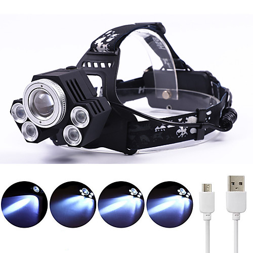 

ultra bright 5-led zoom led rechargeable 18650 headlamp