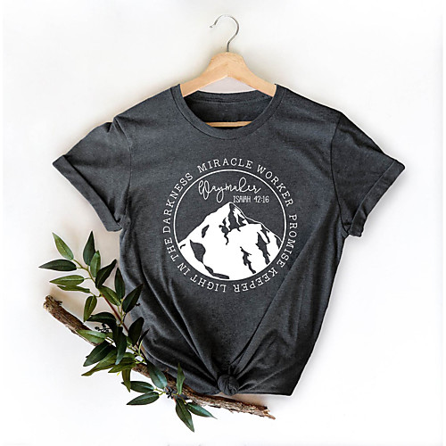 Women's T shirt Text Letter Print Round Neck Tops 100% Cotton Basic Basic Top Dark Gray
Women's T shirt Text Letter Print Round Neck Tops 100% Cotton Basic Basic Top Dark Gray