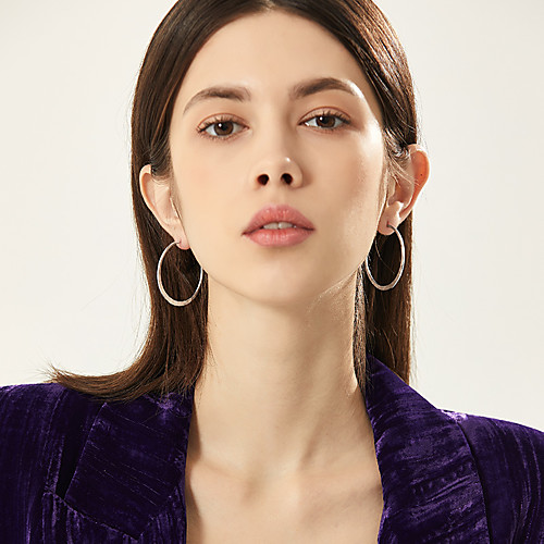 

Women's Hoop Earrings Earrings Geometrical Fashion Stylish Simple Trendy Stainless Steel Earrings Jewelry Black / Gold / Silver For Birthday Party Evening Street Gift