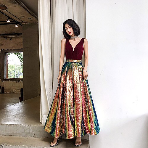 A-Line Color Block Sparkle Cocktail Party Prom Dress V Neck Sleeveless Ankle Length Sequined with Pleats Sequin 2021
A-Line Color Block Sparkle Cocktail Party Prom Dress V Neck Sleeveless Ankle Length Sequined with Pleats Sequin 2021