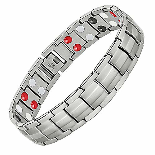 Magnetic Bracelets for Mens Arthritis Pain Relief Sleek Titanium Stainless Steel Double-Row 4 Elements Magnets Bracelet
Magnetic Bracelets for Mens Arthritis Pain Relief Sleek Titanium Stainless Steel Double-Row 4 Elements Magnets Bracelet