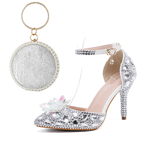 Women's Wedding Shoes Stiletto Heel Pointed Toe Wedding Pumps Vintage Sexy Minimalism Wedding Party & Evening PU Rhinestone Crystal Sparkling Glitter Solid Colored Color Block Silver
Women's Wedding Shoes Stiletto Heel Pointed Toe Wedding Pumps Vintage Sexy Minimalism Wedding Party & Evening PU Rhinestone Crystal Sparkling Glitter Solid Colored Color Block Silver