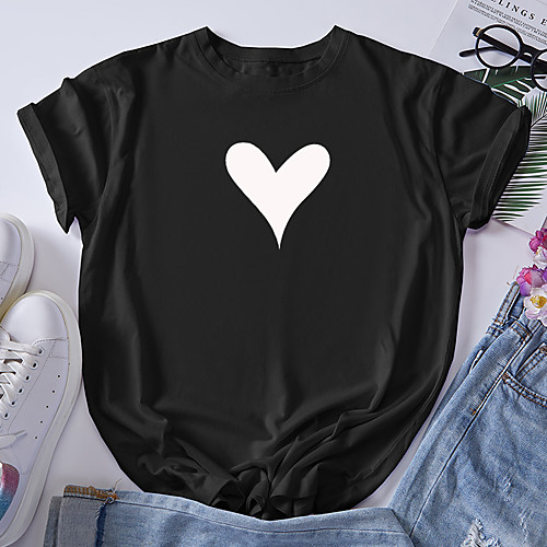 Women's T shirt Graphic Heart Print Round Neck Tops 100% Cotton Basic Basic Top Black Blue Red
Women's T shirt Graphic Heart Print Round Neck Tops 100% Cotton Basic Basic Top Black Blue Red